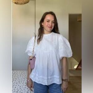 Zara White Blouse with Lace Details NWT